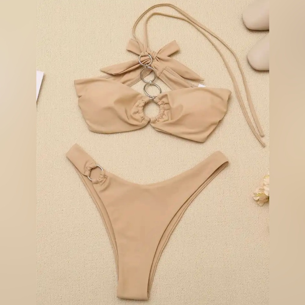 Ring Bandeau Bikini Set in Nude